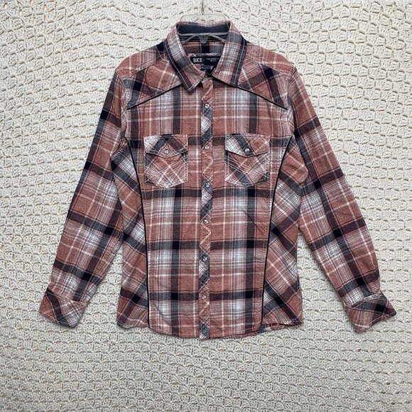 BKE Tailored Fit Shirt Women S  Multicolor Plaid Long Sleeve  Pearl Snap Western - Picture 1 of 9